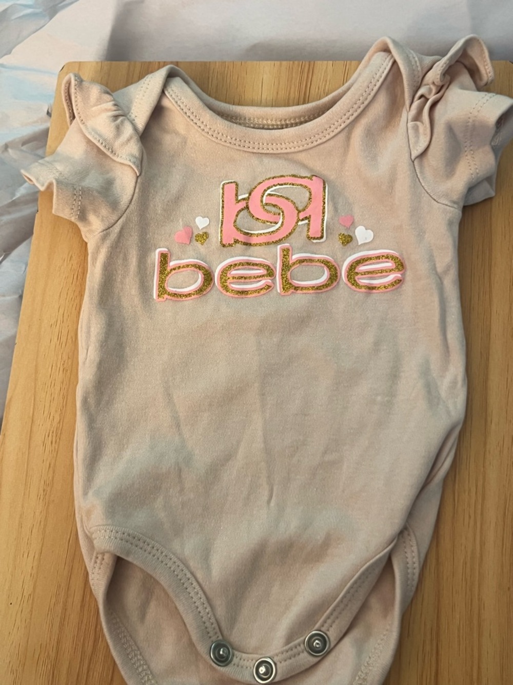 bebe Light Pink Logo Ruffle Sleeve One-Piece